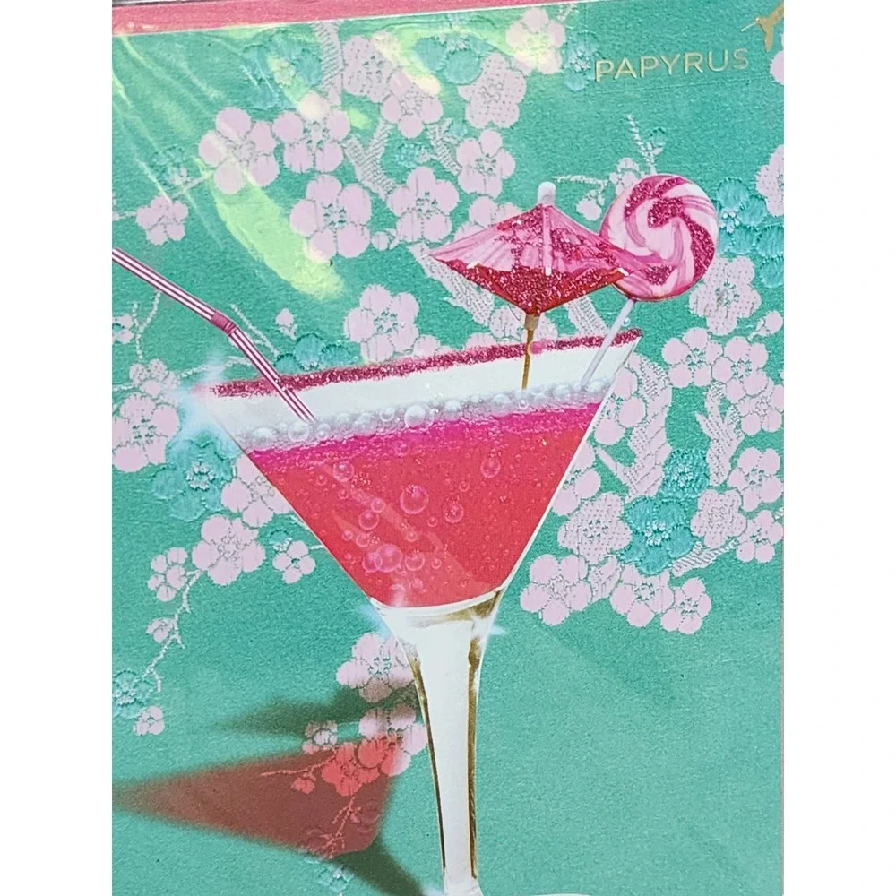 Papyrus Christopher Vine Embossed Glittery Cocktail Floral Birthday Card